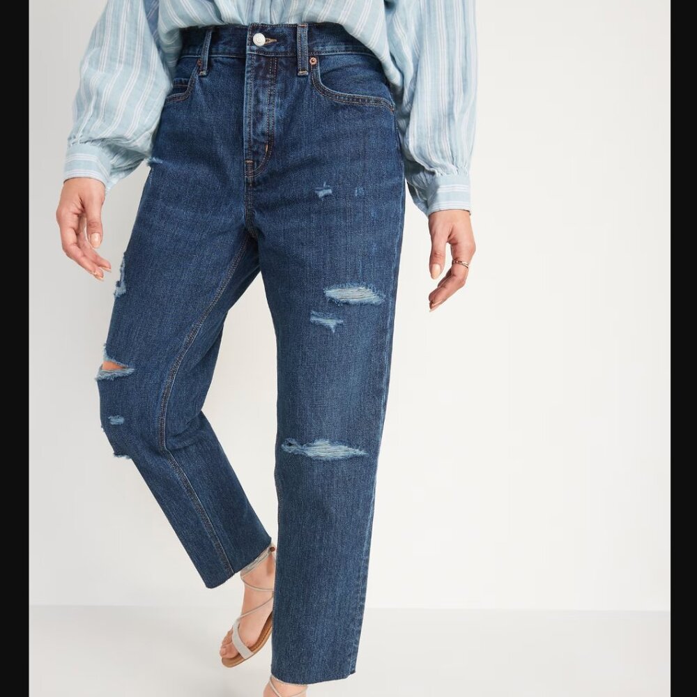 Old Navy Slouchy Straight Distressed Jeans Womens 6
